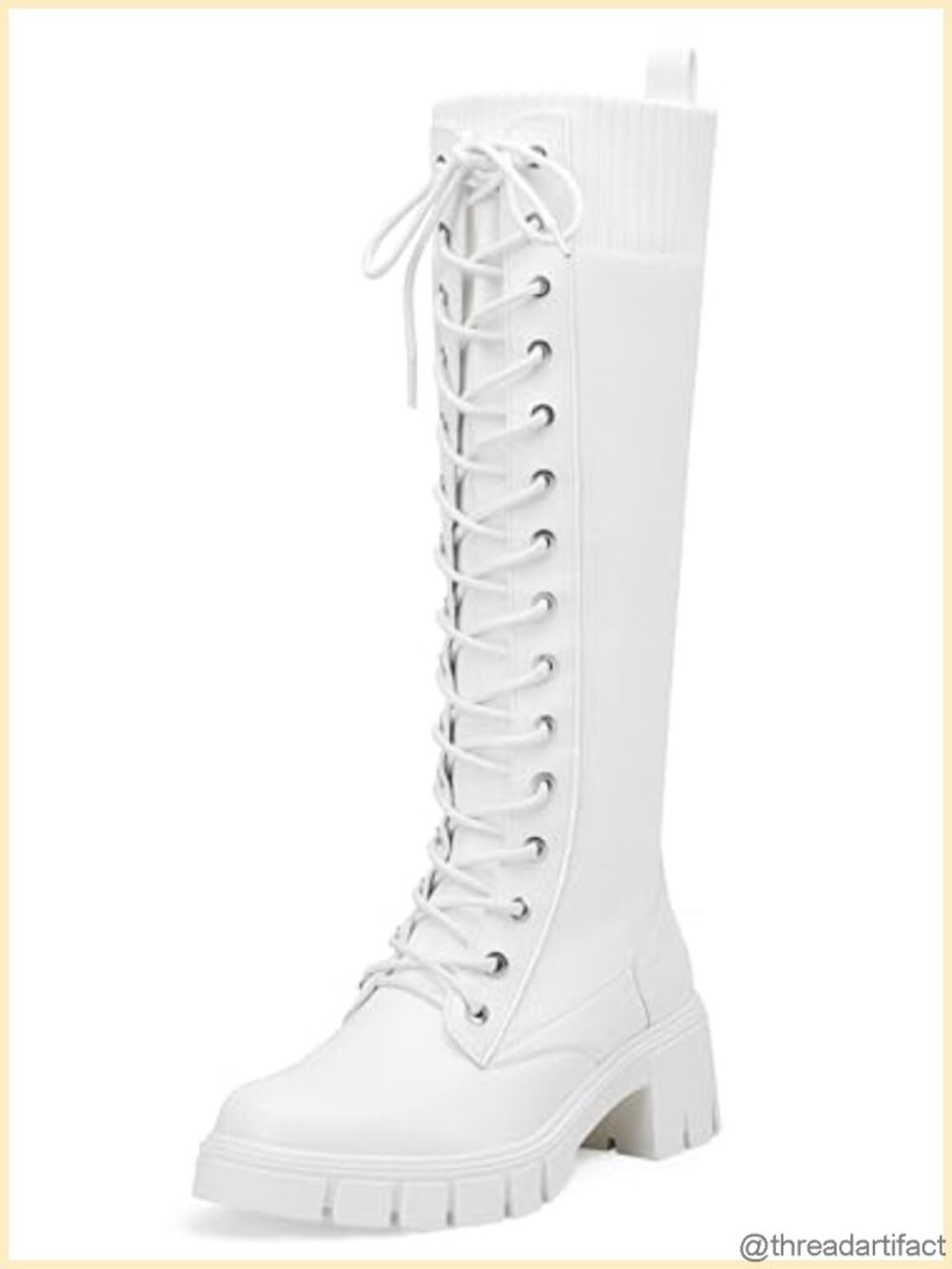 Knee High Lace Up Platform Combat Boots Chunky Heel Tall Womens